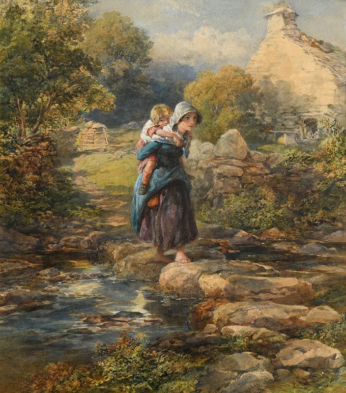 Francis William Topham, The Stepping Stones (1861) at Morgan O'Driscoll Art Auctions