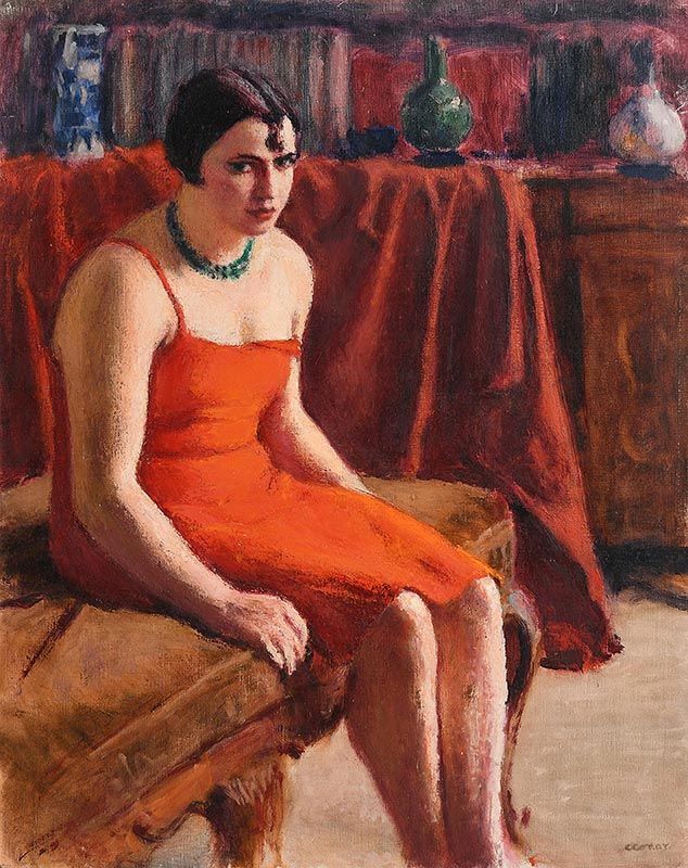 Roderic O'Conor, Seated Woman in a Red Dress / Le Divan c.1925 at Morgan O'Driscoll Art Auctions