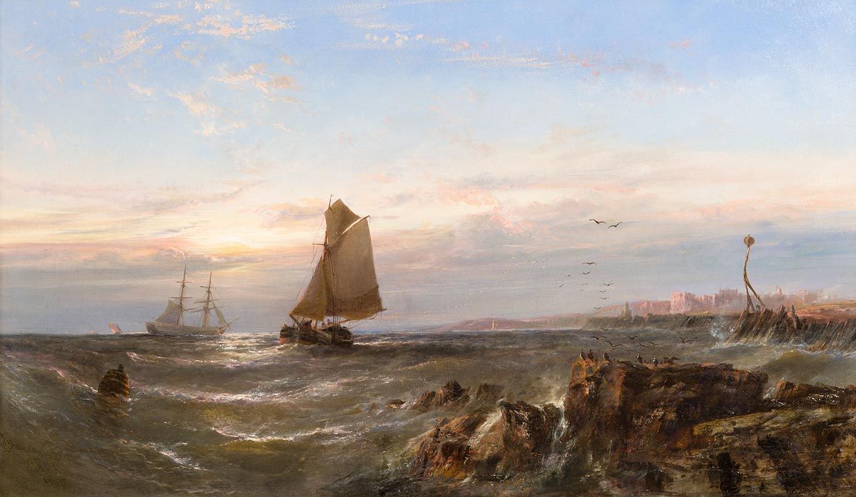 Edwin Hayes, Sunrise at Portstewart with Portrush beyond (1868) at Morgan O'Driscoll Art Auctions