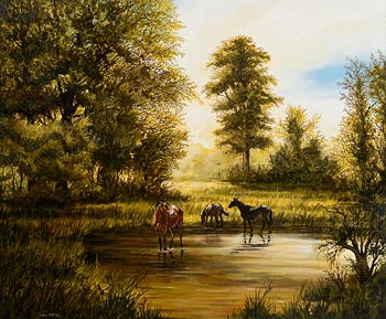 Liam Belton, Horses in Woodland at Morgan O'Driscoll Art Auctions