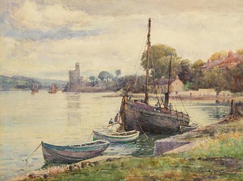 Lady Kate Dobbin, A Showery Day, Blackrock Castle, River Lee at Morgan O'Driscoll Art Auctions