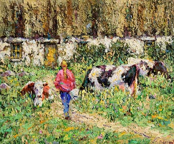James S. Brohan, Milking Time, Summer Evening at Morgan O'Driscoll Art Auctions