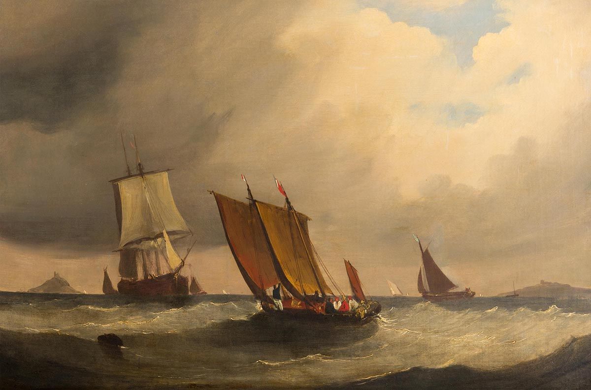 Frederick Calvert, Sailing Craft in Mount's Bay, Cornwall c.1825 at Morgan O'Driscoll Art Auctions
